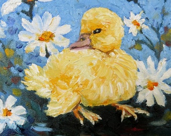 Duck, Spring, Easter, ducking, bird, print on canvas of original oil painting