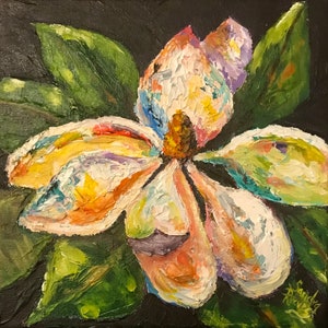 Magnolia, Flower, bloom, flora, gift idea, impressionism, CANVAS PRINT of original oil painting