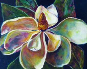 Magnolia, flower, fragrant, bloom, southern, impressionism, plant, tree, Canvas Print
