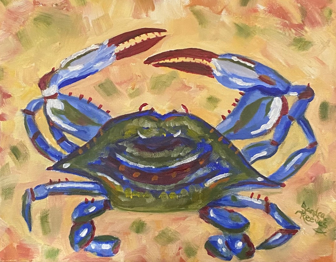 Crab, Sea, Ocean, Gulf, Shellfish, Sea Creature Original Oil Painting ...