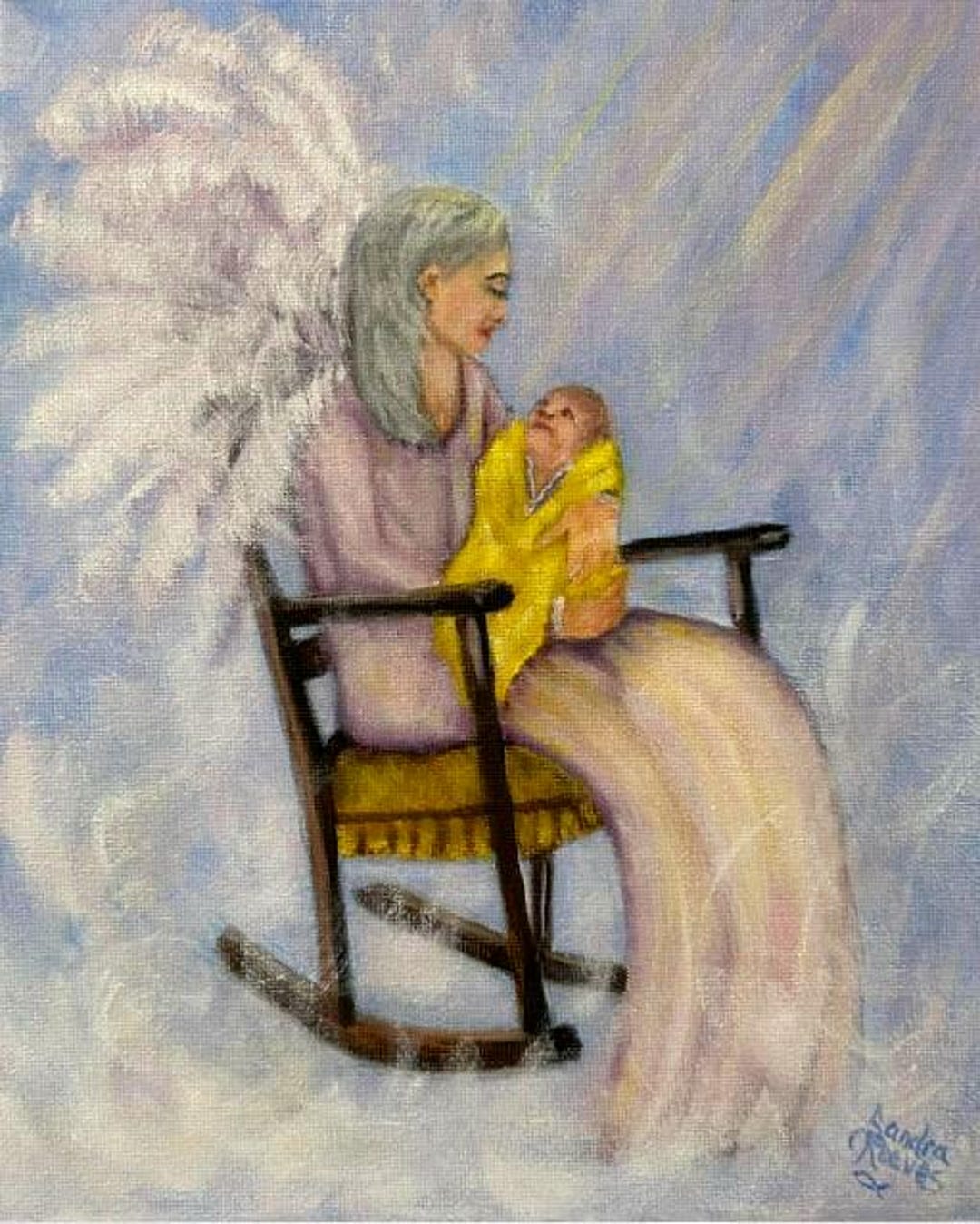 Angel Baby Grandmother Rocking Chair Spiritual CUSTOM Order Oil ...
