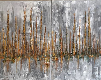 Abstract, large canvases, oil paintings, landscape, impressionist, textured, original art, 40" x 30"