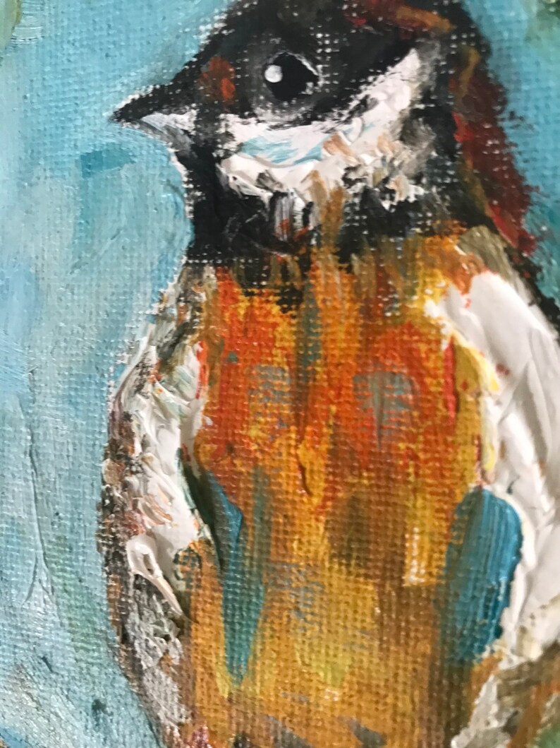 Birds, wildlife, animals, textured, palette knife art, print on canvas of original oil painting image 2