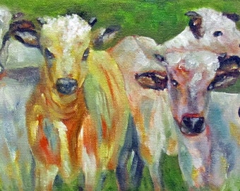 Cows, cattle, animals, herd, western, landscape, print on canvas of sold original oil painting