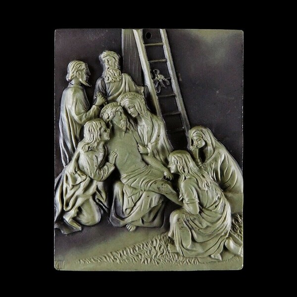 Carved Gemstone Pendant Bead Stations of the Cross 60mm - 13th Station