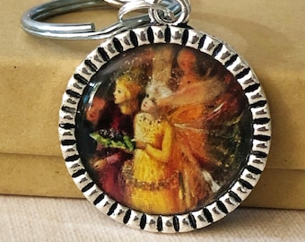 Vintage Faerie Fairy Procession Key Ring Charm / Keychain / Ready to Ship