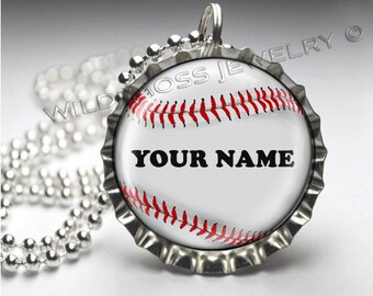 Personalized Softball 2 - Bottlecap Pendant OR Backpack Pull - Buy 3 Get 1 Free