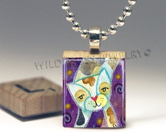 The Kitten Cat Scrabble Tile Art Pendant Necklace - Buy Two Get One Free