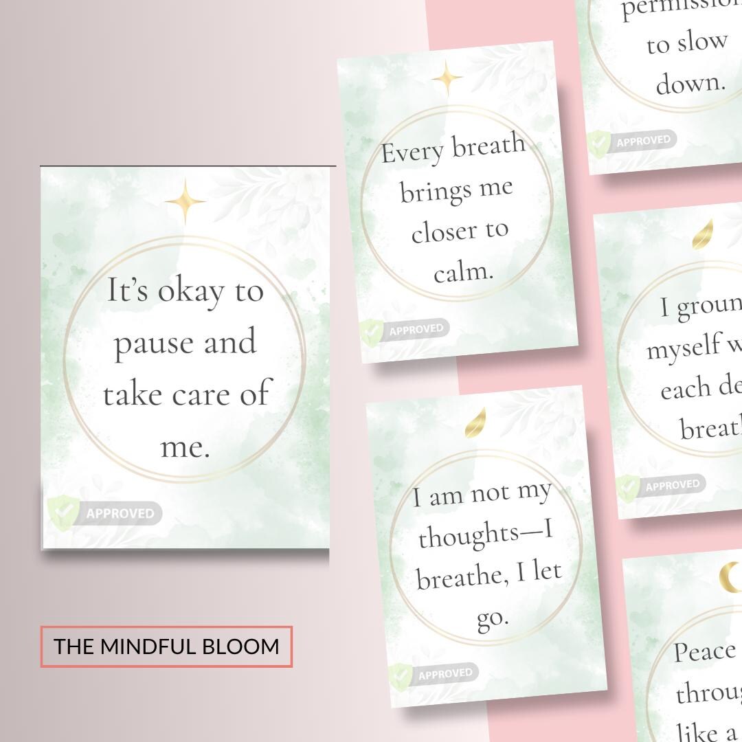 Anxiety & Calm 12 Printable Affirmation Cards for | Mental Health ...