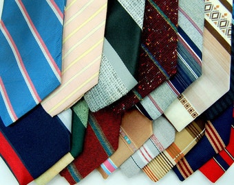 Vintage 10 Narrow 60/70'S All STRIPES craft quilting  Neck Tie Necktie Lot