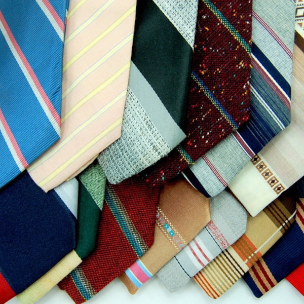 Vintage 10 Narrow 60/70'S All STRIPES craft quilting  Neck Tie Necktie Lot