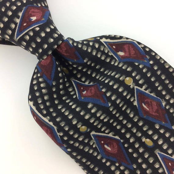 Geoffrey Beene Usa Tie Diamonds Dots Black Brown … - image 1