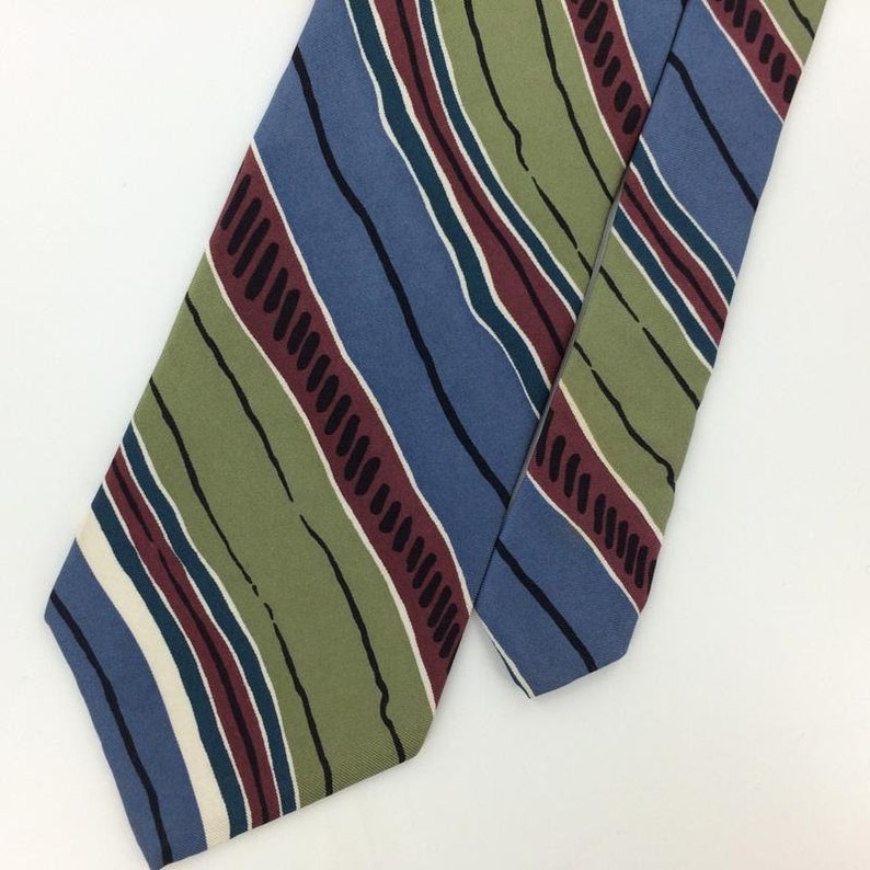 Damon Us Made Striped Steel Blue Brown Silk Short Necktie - Etsy