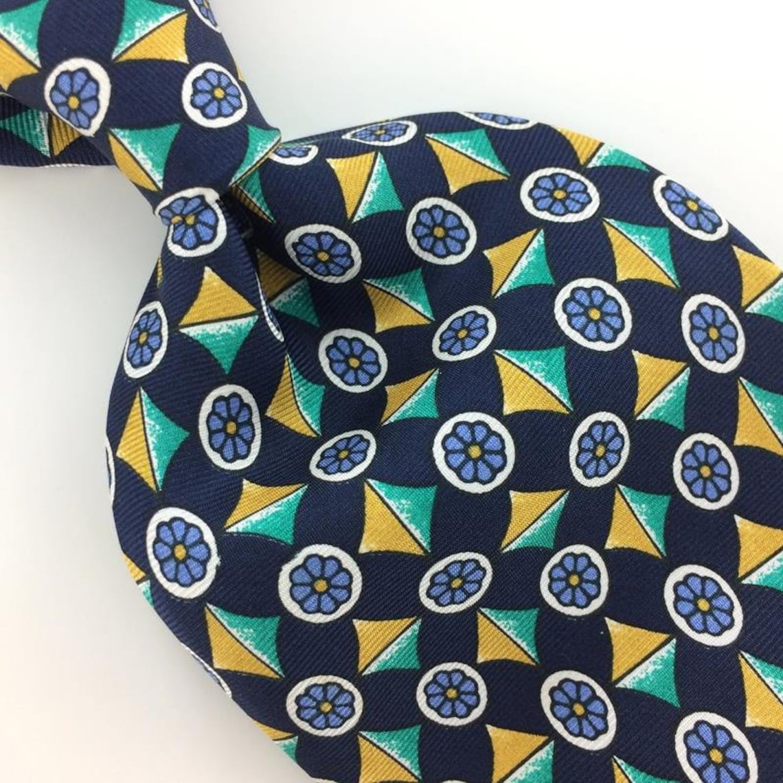 Xl 60 Penavico Tie Floral Navy Blue Geometric Silk | Etsy