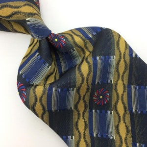 Aladdin Tie Rust-Gold Black Red Stripes Waves Floral Silk Necktie Woven I19-104-V