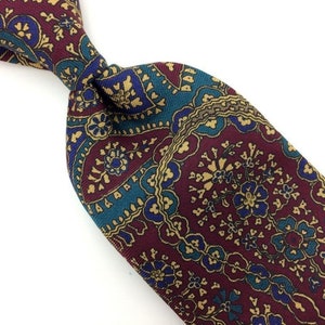 Geoffrey Beene Usa Tie Brown/Olive/Gold Floral Brocade Silk I21-18 Vintage/Rare