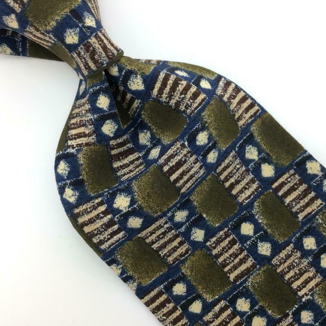 Mallory & Church Tie Squares Checkered Brown Blue Beige Silk Etsy