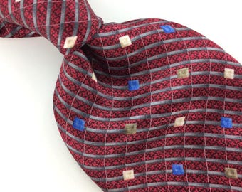 Puritan Tie Stripes Blocks Maroon/Red Blue Gray Silk Necktie Mens Ties I9-255 qw Excellent Corbata Krawatte Cravatta Cravate