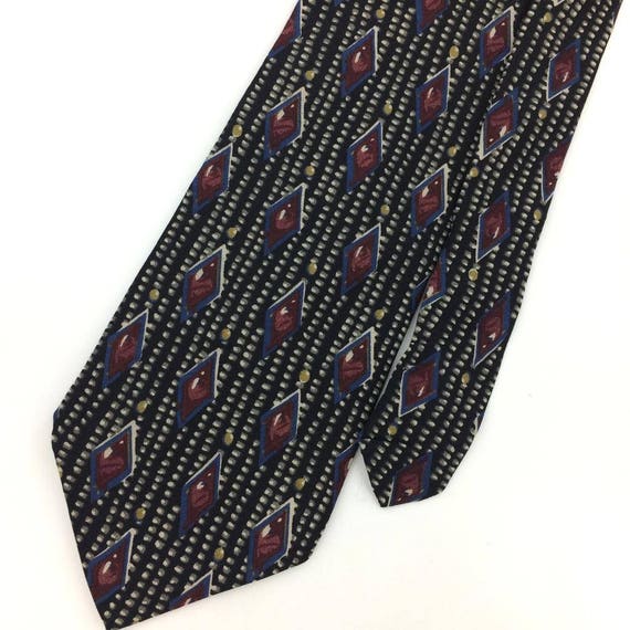 Geoffrey Beene Usa Tie Diamonds Dots Black Brown … - image 2