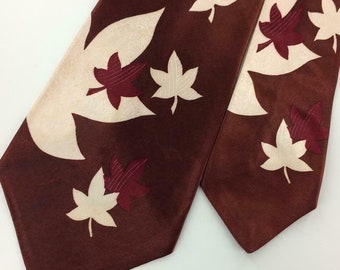 Beau Brummell Tie Maple Leaves Swing Necktie Rockabilly 50s I15-460 Vintage/Rare