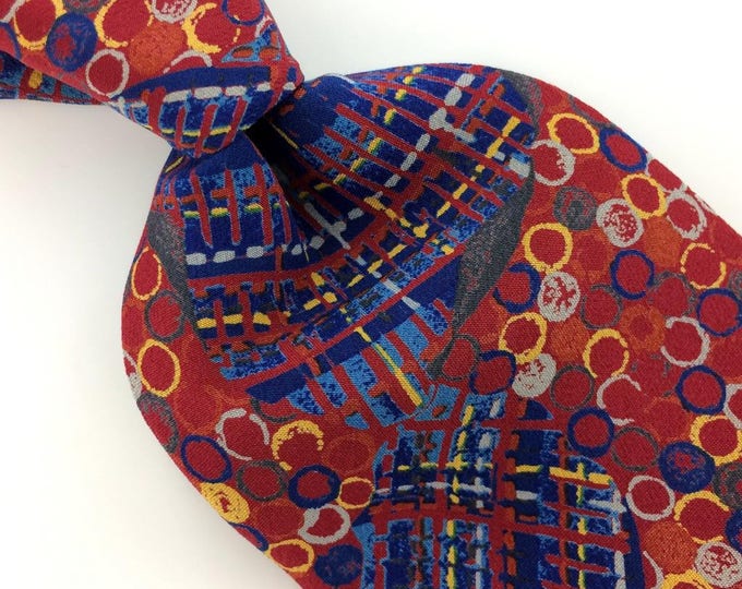Geoffrey Beene Usa Tie Red Gold Blue Atomic Geometric Silk Necktie Ties ...