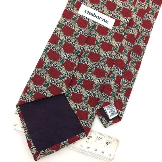 Claiborne Usa Tie Art Deco Ring Red Gray Silk Nec… - image 3