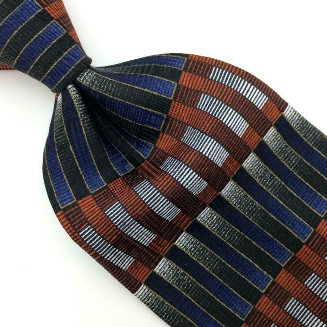 Brandini USA Tie Brown Grat Blue Geometric Shapes Silk Necktie - Etsy UK