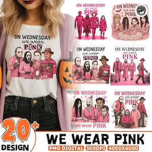 20+ Horror Pink Png Bundle, On Wednesday We Wear Pink  Png Bundle, Freddy Jason Scream Png, Spooky Png, Fall Png, Halloween Horror Png