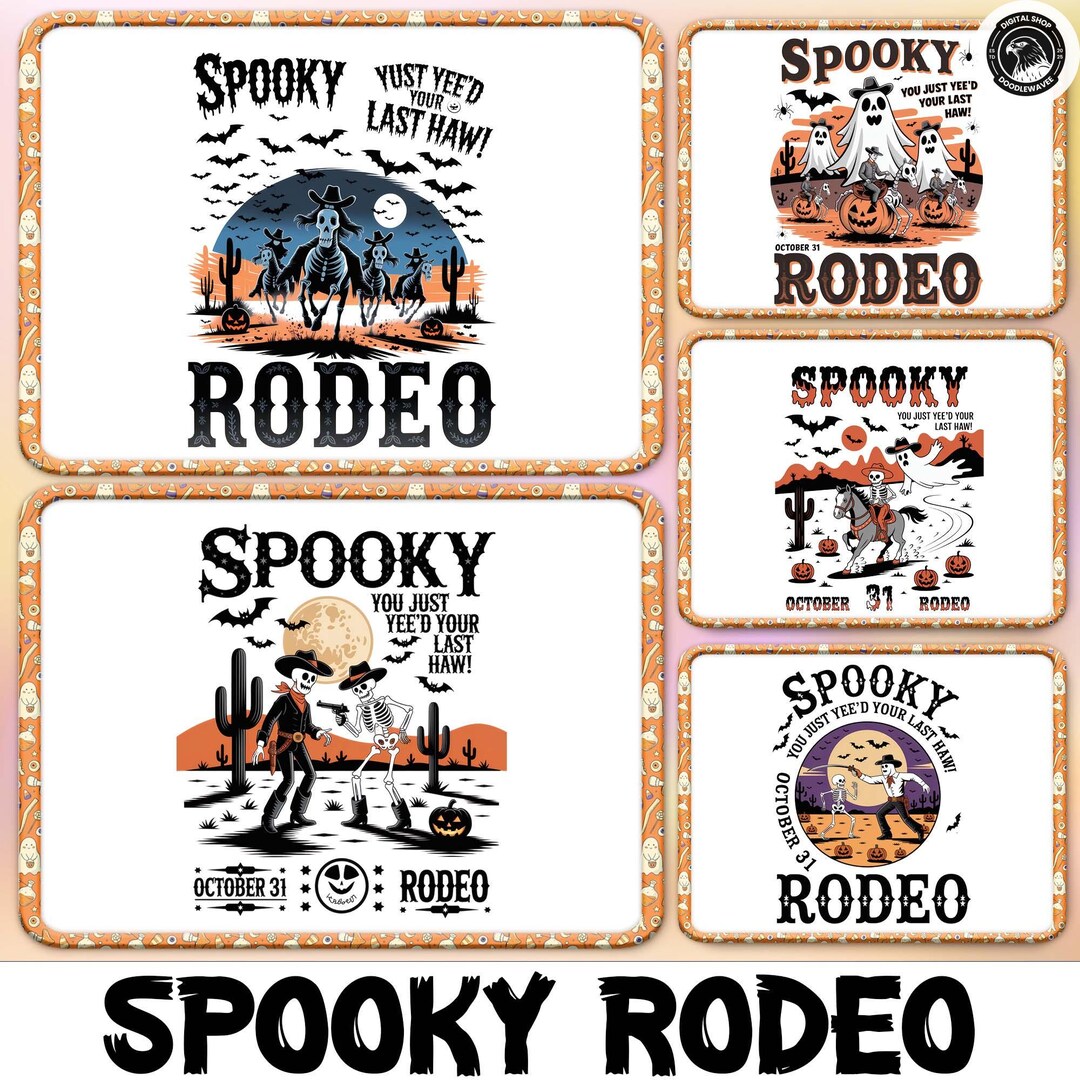 Spooky Rodeo Png Bundle, 20 PNG Cowboy Halloween, Western Halloween Png ...