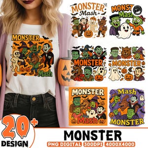 20+ Monster Mash Png Bundle, Monster Png Bundle, Retro Halloween Png, spooky season Png, Halloween Vibes Png, Ghost Halloween Png