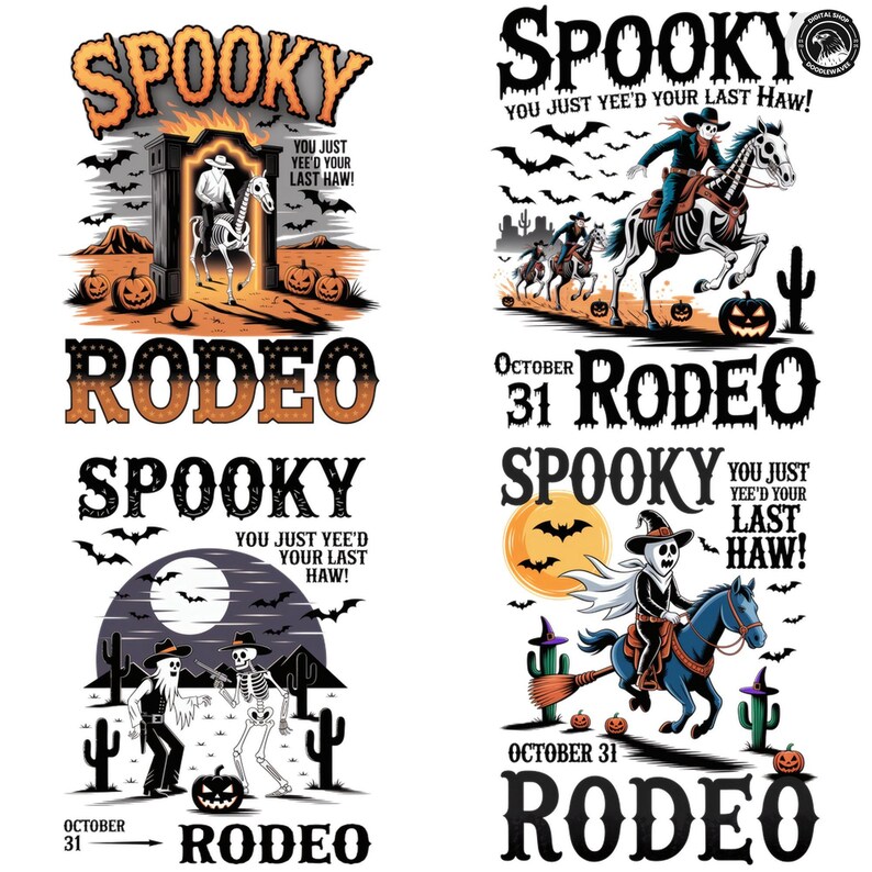 Spooky Rodeo Png Bundle, 20 PNG Cowboy Halloween, Western Halloween Png ...