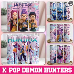 Kpop Demon Hunters  20oz Tumbler Wrap Png Bundle, 20 Tumbler Huntrix Fan, Huntrix Tumbler Wrap, Mira Rumi Zoey Tumbler, Derpy Tiger Tumbler