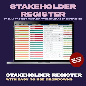 Stakeholder Register Template, Stakeholder Management Template, Stakeholder Planning Bundle, Stakeholder Analysis, Stakeholder Matrix