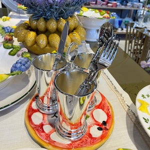 Silver Plated 3-Section Cutlery Holder: Elegant Kitchen Organizer