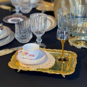 Handmade Gold Plated Serving Tray: Elegant Coffee & Tea Decor