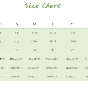 May include: A size chart with measurements for clothing, including US, UK, and EU sizes. The chart lists coat length at 110cm/43.3", bust measurements from 80cm/31.5" to 120cm/47.2", and sleeve lengths of 55cm/21.7".