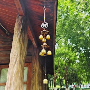 Feng Shui Brass Bell Wind Chime – Outdoor Hanging Garden Décor | Soothing Sound Ornament for Home, Porch, or Meditation Space