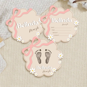 Custom Baby Arrival Announcement Sign, Baby Name With Birth Stats,Baby Name Reveal, Daisy Baby Shower Gift, Newborn Gift