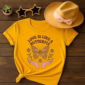 Dolly Parton Inspired Girls T-shirt, Love is Like a Butterfly, Children&#39;s Tee, Country Music Kids Clothes, Gift for Her