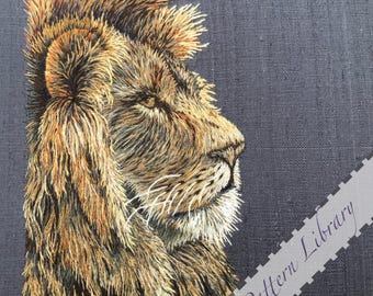 Lion Silk Shading embroidery pattern