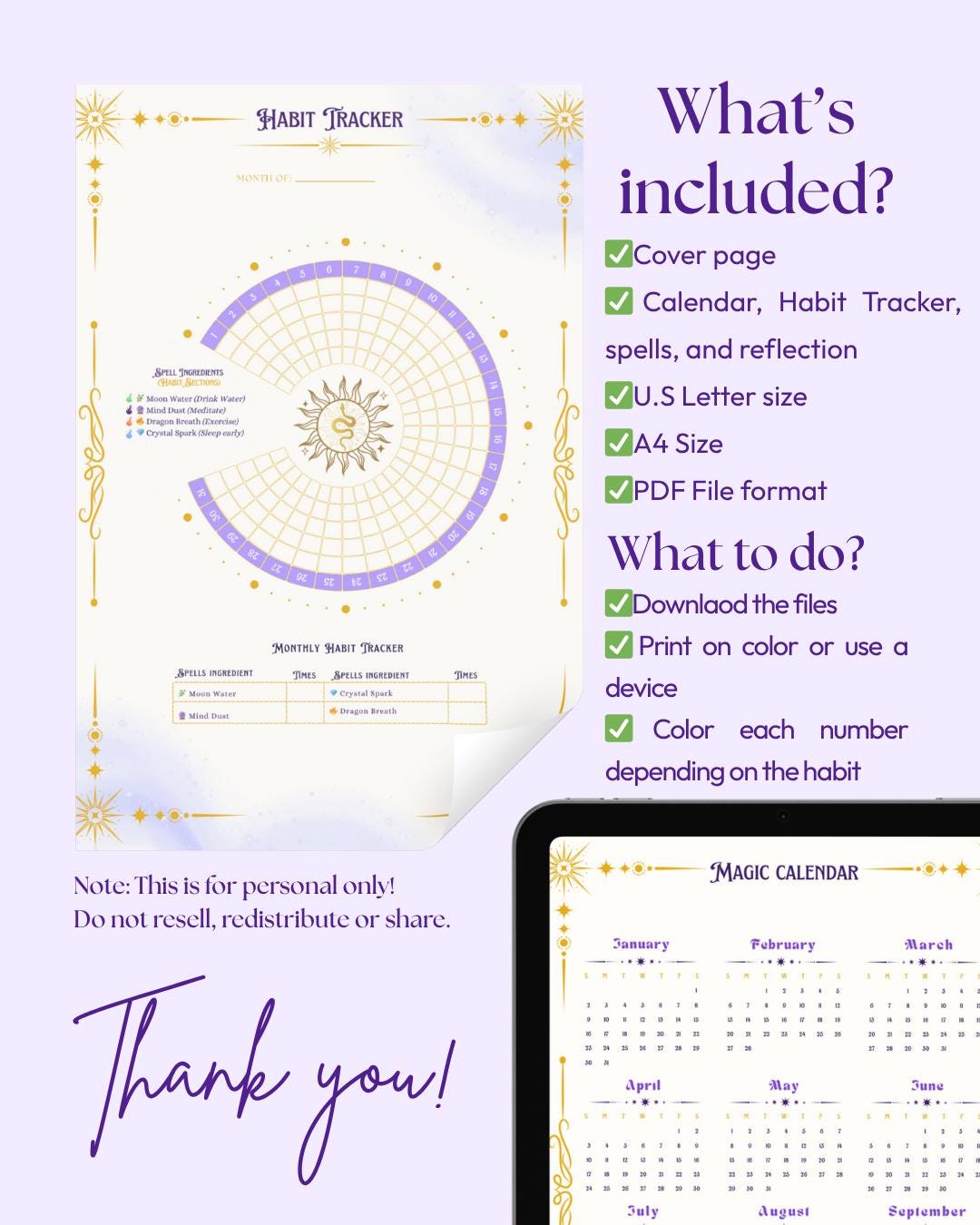 Build Your Spell Digital Habit Tracker Track Sleep, Water, Exercise ...