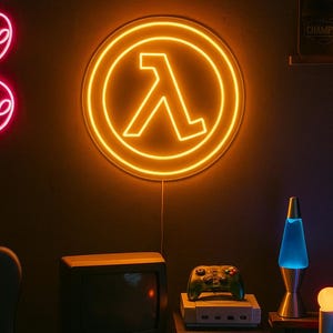 Half-Life Leuchtreklame | Lambda LED Wandleuchte | Gamer Raum Dekor | Personalisiertes Neon für Half-Life Fans | Sci-Fi Gaming Einrichtung