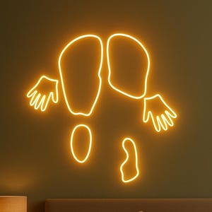 Footprints & Handprints Neon Sign – Sexy LED Wall Art for Bedroom, Romantic Couple Decor, Playful Neon Outline Light, Custom Color Sign