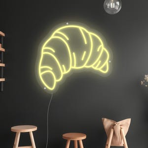Minimalism Neon sign for croissant, neon sign for bakery, led sign for bakery, led illuminated sign for croissant