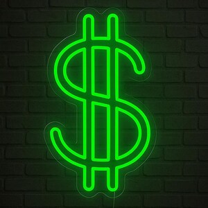 Neon Dollar Sign Light – Bright LED Wall Decor for Office, Game Room, Bar or Man Cave