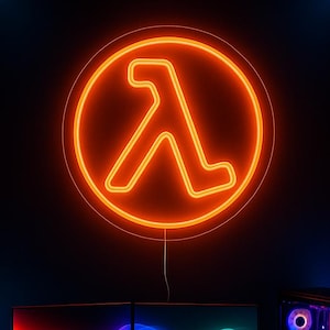 Half-Life Inspired Neon Sign – Lambda Symbol Wall Light for Gamer Room, Geek Decor, Gaming Gift, LED Neon Wall Art