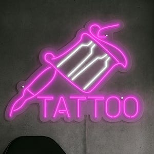 Tattoo Neon Sign | Tattoo Machine LED Light | Tattoo Studio Wall Decor | Custom Neon Sign for Shop | Tattoo Parlor Decoration