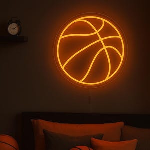Basketball Neon Sign – LED Wall Light for Sports Fans Room, Game Room or Teen Bedroom Decor – Personalized Basketball Neon Light Gift