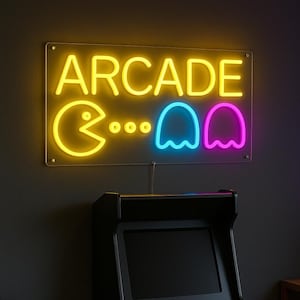 Arcade Neon Sign | Retro Gaming Wall Light | LED Neon Decor | Game Room Sign | Custom Neon Sign for Gamer Gift