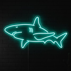 Shark Neon Sign – Ocean-Inspired LED Wall Decor for Bedroom or Game Room